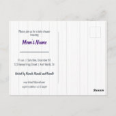 男の赤ちゃん角カエル紫ベビーシャワー招待状 ポストカード (裏面)