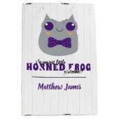 男の赤ちゃん角カエル紫 ミディアムペーパーバッグ (正面)