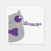 男の赤ちゃん角型カエル紫ベビーシャワー スタンダードカクテルナプキン (正面)