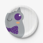 男の赤ちゃん角型カエル紫ベビーシャワー ペーパープレート (正面)