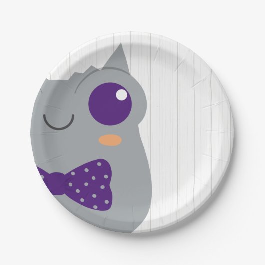 男の赤ちゃん角型カエル紫ベビーシャワー ペーパープレート (正面)