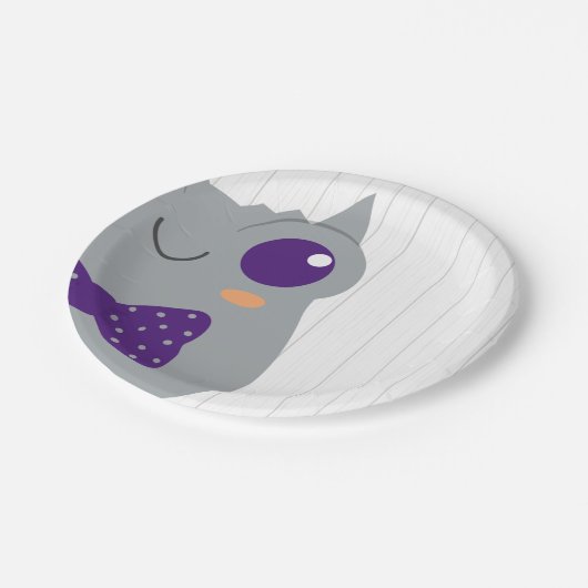 男の赤ちゃん角型カエル紫ベビーシャワー ペーパープレート (アングル)