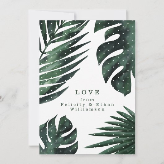 男の赤ちゃん誕生のお知らせ – トロピカルパームリーフ 案内状 (裏面)