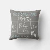 男の赤ちゃん誕生ブモダンルーグレーのキープサケ クッション (裏面)