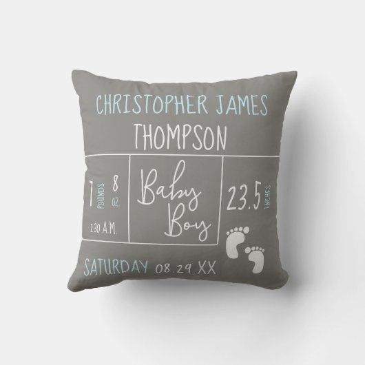 男の赤ちゃん誕生ブモダンルーグレーのキープサケ クッション (裏面)