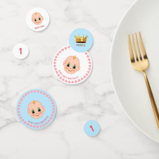 男の赤ちゃん誕生日オンブルー&ホワイト コンフェッティ (グループ)