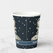 男の赤ちゃん誕生日カップテディベア宇宙飛行士テーマ 紙コップ (右)