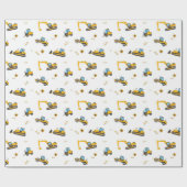 男の赤ちゃん誕生日パーティー建築ダンプトラック ラッピングペーパー (フラット)