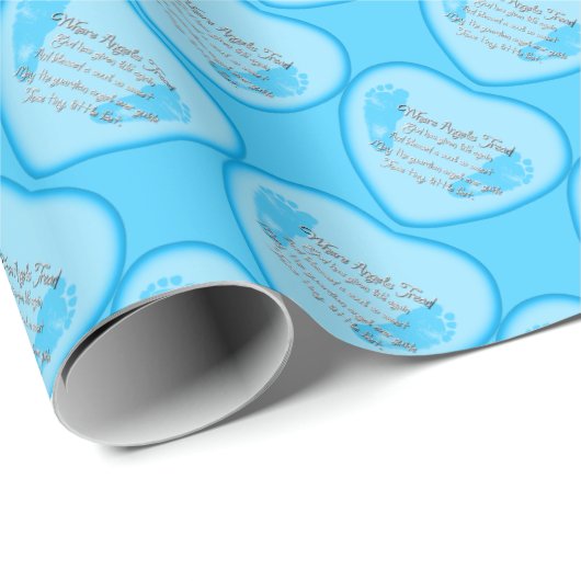 男の赤ちゃん誕生機器シンボルハートのラップ紙 ラッピングペーパー (ロールコーナー)