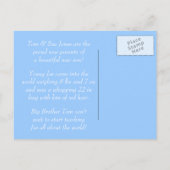 男の赤ちゃん誕生発表テンプレート 案内ポストカード (裏面)