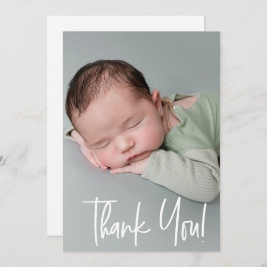 男の赤ちゃん誕生発表赤ちゃんシャワーありがとう サンキューカード (正面/裏面)