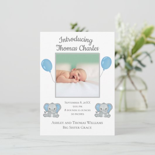 男の赤ちゃん誕生発表青象バルーン (スタンド正面)