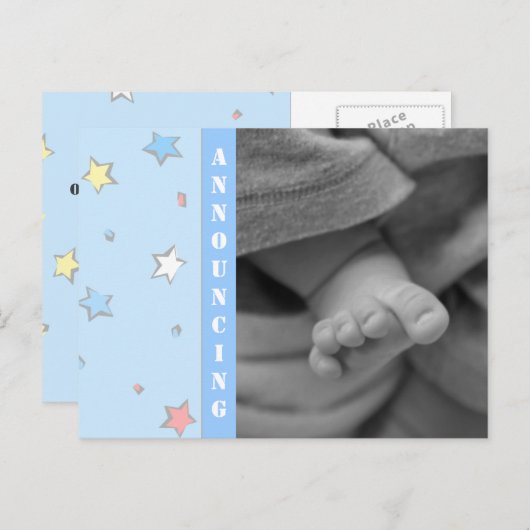 男の赤ちゃん誕生発表 案内ポストカード (正面/裏面)