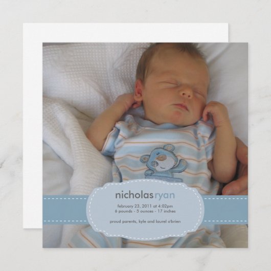 男の赤ちゃん誕生発表 案内状 (正面/裏面)