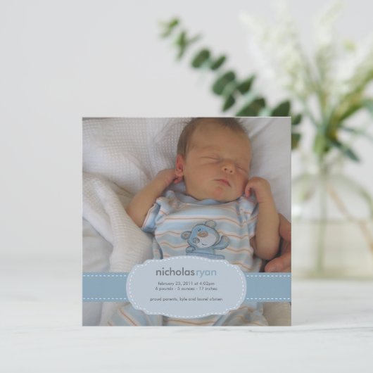 男の赤ちゃん誕生発表 案内状 (スタンド正面)