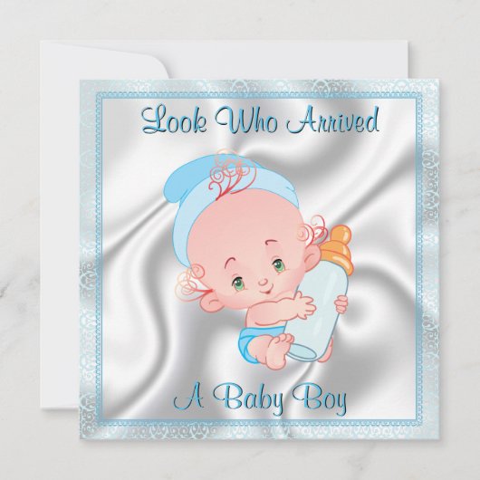 男の赤ちゃん誕生発表 案内状 (正面)