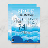 男の赤ちゃん誕生統計アナウンスブルーホエールカード (正面/裏面)