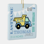 男の赤ちゃん誕生統計トラックオーナメント セラミックオーナメント (右)