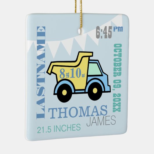 男の赤ちゃん誕生統計トラックオーナメント セラミックオーナメント (右)