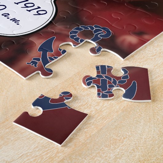 男の赤ちゃん誕生統計ネイビ航海のーいかりパターン ジグソーパズル (側面)