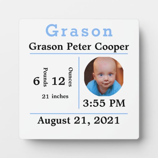 男の赤ちゃん誕生統計フォトプロッププラーク フォトプラーク (正面)