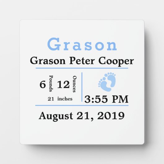 男の赤ちゃん誕生統計プラーク フォトプラーク (正面)