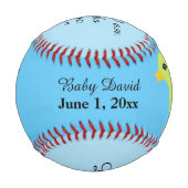 男の赤ちゃん誕生統計黄ダッキー（アヒルちゃん）スカイブルー 野球ボール (正面)