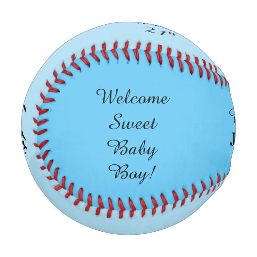 男の赤ちゃん誕生統計黄ダッキー（アヒルちゃん）スカイブルー 野球ボール (正面左)