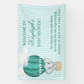 男の赤ちゃん象の熱気球の赤ちゃんシャワー 横断幕 (縦)