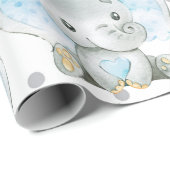 男の赤ちゃん象ジャングルパターンベビシャワーギフト ラッピングペーパー (ロールコーナー)