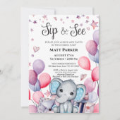 男の赤ちゃん象フェスティバルブルーバルーンSIPと参照 招待状 (正面)