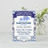 男の赤ちゃん象ベビーシャワー招待状 招待状 (スタンド正面)