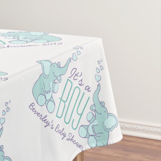 男の赤ちゃん赤ちゃんシャワーエレファントテーブルクロス テーブルクロス (インサイチュ)