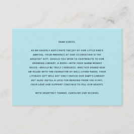 男の赤ちゃん赤ちゃんシャワー用の本 エンクロージャーカード