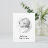 男の赤ちゃん赤ちゃん女の子の発表写真名カスタム ポストカード (スタンド正面)