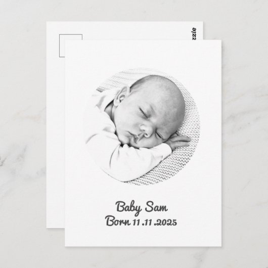 男の赤ちゃん赤ちゃん女の子の発表写真名カスタム ポストカード (正面/裏面)