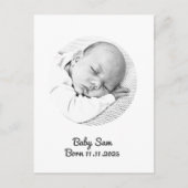男の赤ちゃん赤ちゃん女の子の発表写真名カスタム ポストカード (正面)