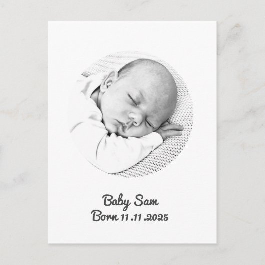 男の赤ちゃん赤ちゃん女の子の発表写真名カスタム ポストカード (正面)