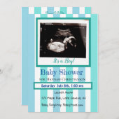 男の赤ちゃん超音波パーソナライズされたベビーシャワー 招待状 (正面/裏面)