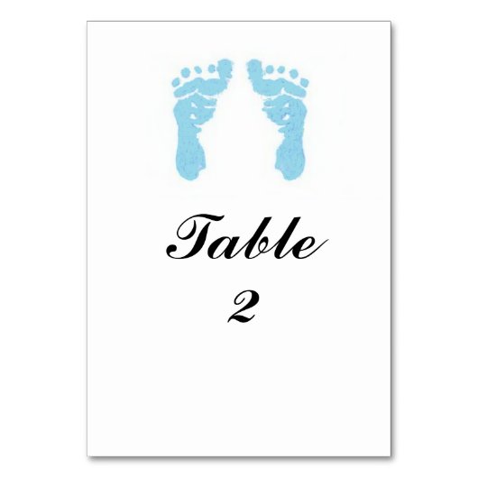"男の赤ちゃん足跡"のTablecard テーブルナンバー (正面)