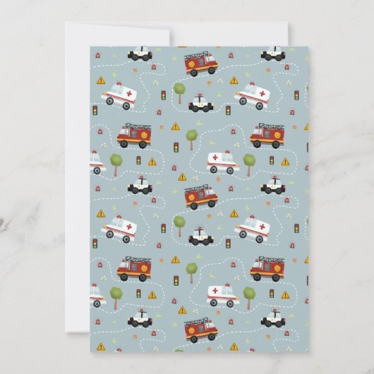 男の赤ちゃん車かわいいモダンと赤ちゃんシャワー 招待状 (裏面)