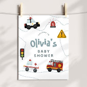 男の赤ちゃん車かわいい赤ちゃんシャワー歓迎サイン ポスター