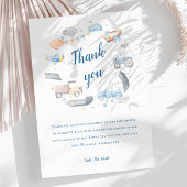 男の赤ちゃん輸送車ベビーシャワー サンキューカード