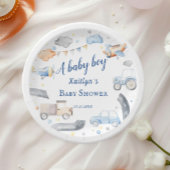 男の赤ちゃん輸送車ベビーシャワー ペーパープレート