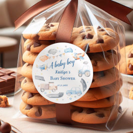 男の赤ちゃん輸送車ベビーシャワー ラウンドシール