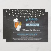 男の赤ちゃん醸造シャワービアーズブルーチョーク招待状 招待状 (正面/裏面)