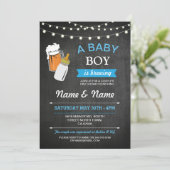 男の赤ちゃん醸造用シャワービアズブルーチョーク招待状 招待状 (スタンド正面)