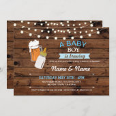 男の赤ちゃん醸造用シャワービールブルーウッド招待状 招待状 (正面/裏面)