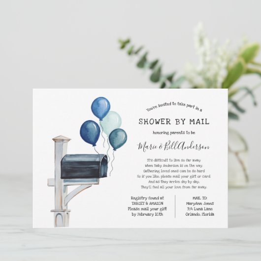 男の赤ちゃん長距離シャワー(郵便) 招待状 (スタンド正面)