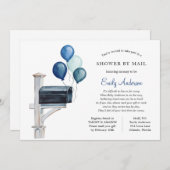 男の赤ちゃん長距離シャワー（郵便） 招待状 (正面/裏面)